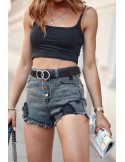 High-waisted denim shorts, black 38120 - Online store - Boutique